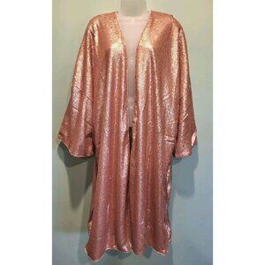 New Soncy Open Front Kimono Mate Pink All Over Sequin Sz 0-2/ 12-20